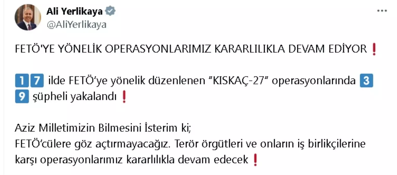 FETÖ’ye Kıskaç-27 Operasyonu